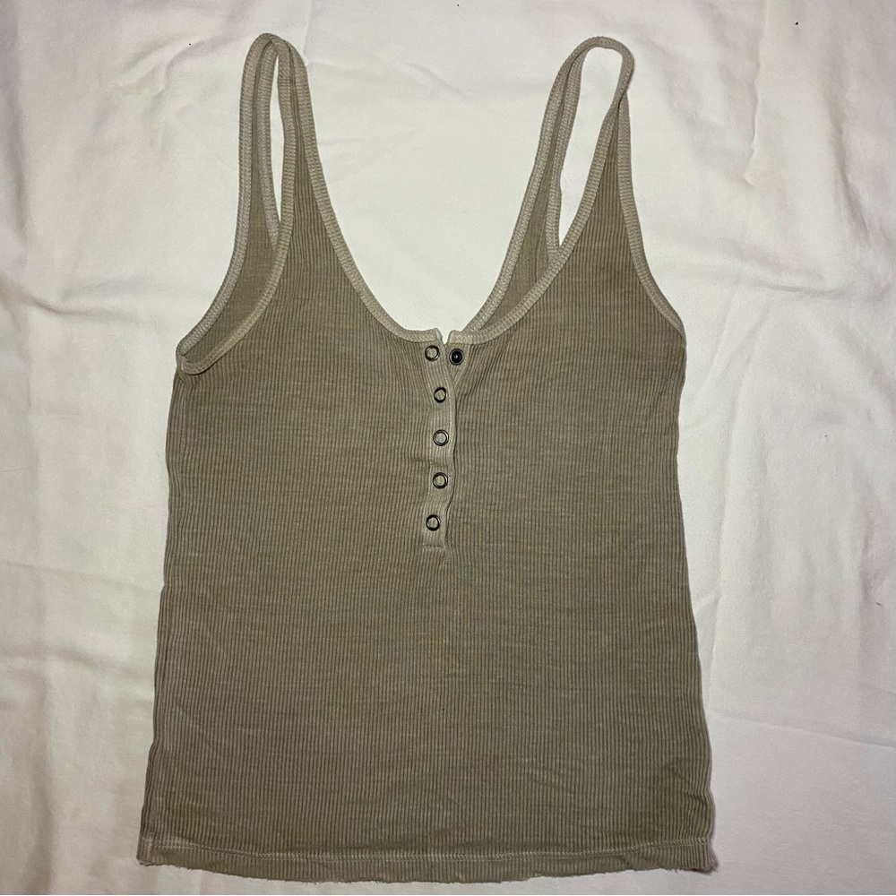 Pale Green Ribbed Tank Top